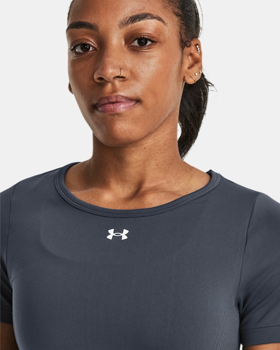 Women's UA Train Seamless Short Sleeve in Gray image number 3